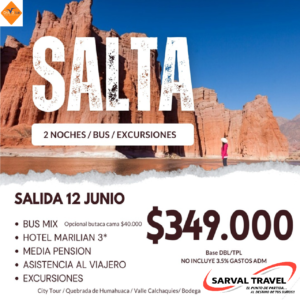 Salta 2 Noches. Salida 12-06-2026 desde Córdoba