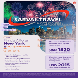 AÑO NUEVO 2027 en NEW YORK. Salidas 26, 27 y 28 de Diciembre 2026