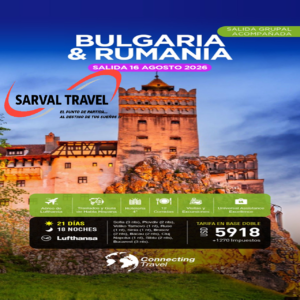 BULGARIA y RUMANIA. Salida el 16-08-2026 desde BUE por 18 Noches 21 Días