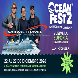 Ocean Fest con La Konga y el Chaqueño a bordo de Costa Cruceros para Navidad. Salida 22-12-2026