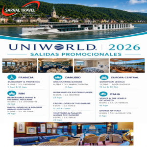 UNIWORLD 2026.  Cruceros Personalizados... RIN. DANUBIO. FRANCIA. ITALIA. EUROPA CENTRAL, +